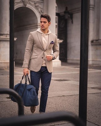 Dunkelblaue Segeltuch Sporttasche kombinieren – 46 Herren Outfits