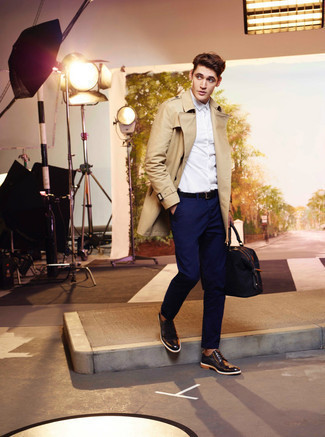 Dunkelblaue Segeltuch Sporttasche kombinieren – 46 Herren Outfits