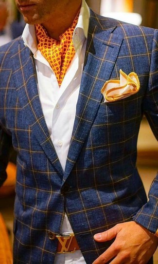 Dunkelblaue Jacke mit Karomuster kombinieren – 28 Frühling Herren Outfits