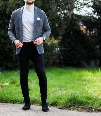 Dunkelblaue Jacke mit Karomuster kombinieren – 28 Frühling Herren Outfits