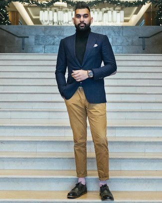 Dunkelblaue Jacke mit Karomuster kombinieren – 28 Frühling Herren Outfits
