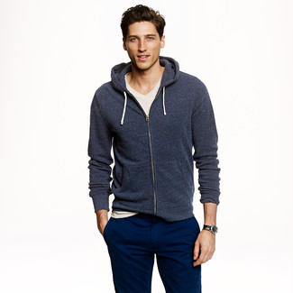 Welche Pullover mit einem Kapuze mit dunkelblauer Chinohose zu tragen – 154 Herren Outfits