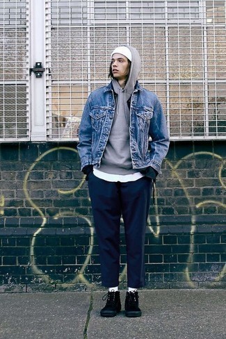 Welche Pullover mit einem Kapuze mit dunkelblauer Chinohose zu tragen – 154 Herren Outfits