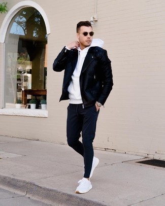 Welche Pullover mit einem Kapuze mit dunkelblauer Chinohose zu tragen – 154 Herren Outfits