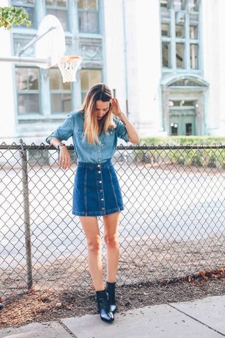 Dunkelblauen Jeansrock kombinieren – 162 Damen Outfits
