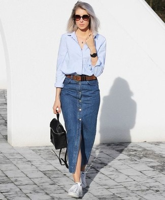 Dunkelblauen Jeansrock kombinieren – 162 Damen Outfits