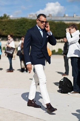 Welche Businesshemden mit dunkelblauen Zweireiher-Sakkos zu tragen – 666+ Herren Outfits