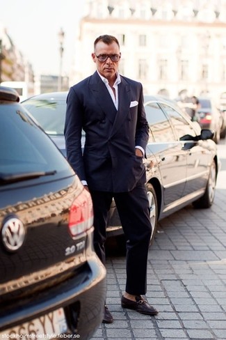 Welche Businesshemden mit dunkelblauen Zweireiher-Sakkos zu tragen – 666+ Herren Outfits