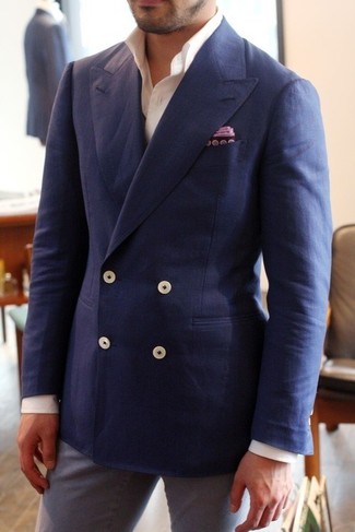 Welche Businesshemden mit dunkelblauen Zweireiher-Sakkos zu tragen – 666+ Herren Outfits