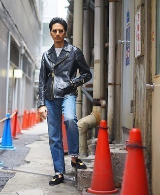 Dunkelblaue bestickte Samt Slipper kombinieren – 7 Herren Outfits