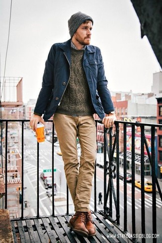 Dunkelblaue Feldjacke kombinieren – 192 Herren Outfits