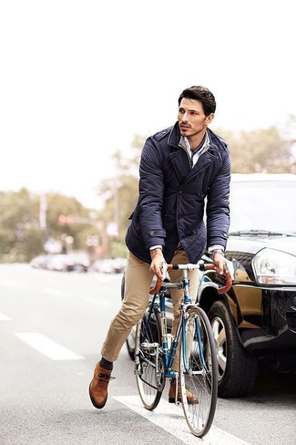 Dunkelblaue Feldjacke kombinieren – 192 Herren Outfits