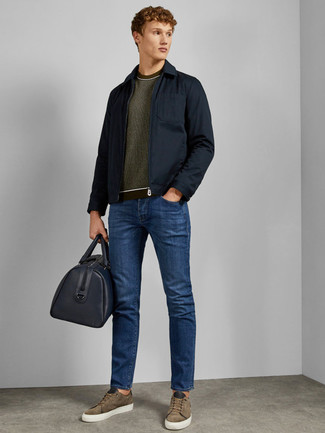 Dunkelblaue Feldjacke kombinieren – 192 Herren Outfits