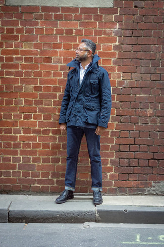 Dunkelblaue Feldjacke kombinieren – 99 Smart-Casual Herren Outfits