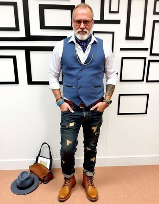 Dunkelblauen Bandana mit Blumenmuster kombinieren – 12 Herren Outfits