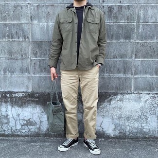 Welche Shirtjacken mit dunkelblauen Pullovers mit einem Kapuze zu tragen – 23 Herren Outfits