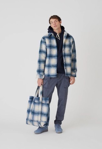 Welche Shirtjacken mit dunkelblauen Pullovers mit einem Kapuze zu tragen – 23 Herren Outfits