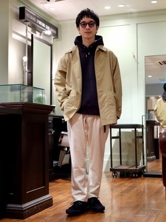 Welche Shirtjacken mit dunkelblauen Pullovers mit einem Kapuze zu tragen – 23 Herren Outfits