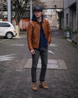 Welche Shirtjacken mit dunkelblauen Pullovers mit einem Kapuze zu tragen – 23 Herren Outfits