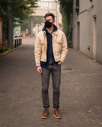 Welche Shirtjacken mit dunkelblauen Pullovers mit einem Kapuze zu tragen – 23 Herren Outfits
