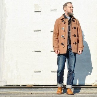 Welche Düffelmäntel mit dunkelblauer Jeans zu tragen – 61 Herren Outfits