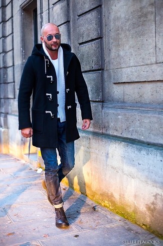 Welche Düffelmäntel mit dunkelblauer Jeans zu tragen – 61 Herren Outfits