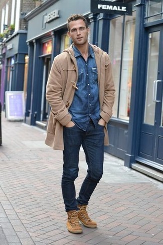 Welche Düffelmäntel mit dunkelblauer Jeans zu tragen – 61 Herren Outfits