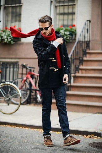 Welche Düffelmäntel mit dunkelblauer Jeans zu tragen – 61 Herren Outfits