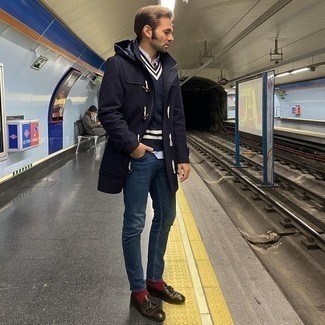 Welche Düffelmäntel mit dunkelblauer Jeans zu tragen – 61 Herren Outfits