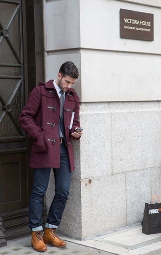 Welche Düffelmäntel mit dunkelblauer Jeans zu tragen – 61 Herren Outfits