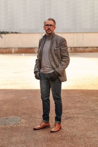 40 Jährige: Welche Rollkragenpullover mit dunkelblauer Jeans zu tragen – 45 Herren Outfits