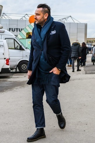 40 Jährige: Welche Rollkragenpullover mit dunkelblauer Jeans zu tragen – 45 Herren Outfits