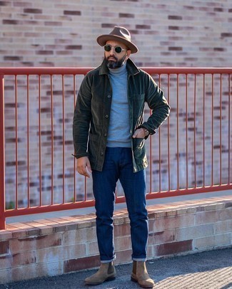 40 Jährige: Welche Rollkragenpullover mit dunkelblauer Jeans zu tragen – 45 Herren Outfits