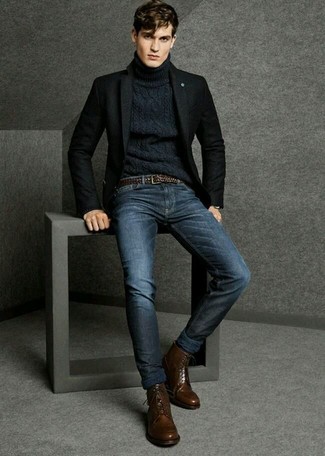 Dunkelblauen Strick Pullover kombinieren – 146 Herren Outfits