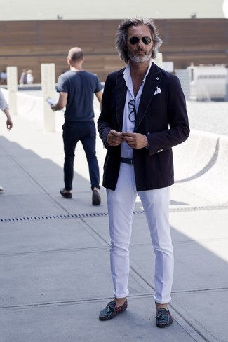 Dunkelblauen Ledergürtel kombinieren – 162 Herren Outfits