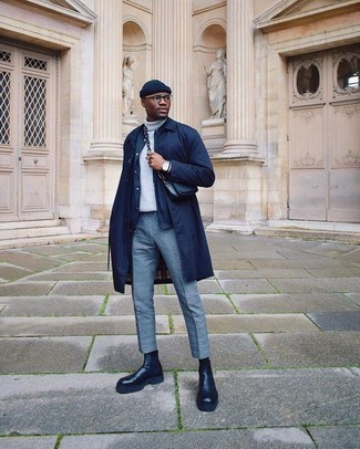 Dunkelblaue Leder Umhängetasche kombinieren – 21 Herren Outfits