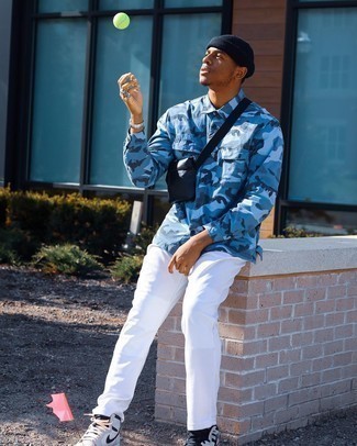 Dunkelblaue Leder Umhängetasche kombinieren – 21 Herren Outfits