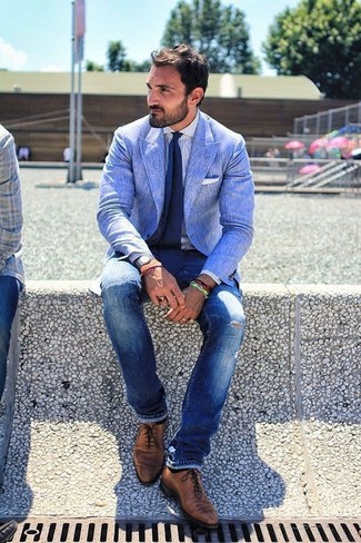 Dunkelblaue Leinen Jacke kombinieren – 61 Sommer Herren Outfits