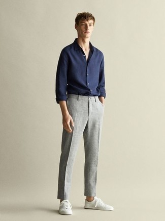 Welche Anzughosen mit dunkelblauen Langarmhemdes zu tragen – 158 Herren Outfits