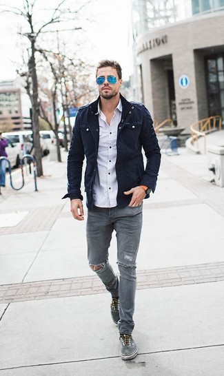 Dunkelblaue Militärjacke kombinieren – 37 Herren Outfits