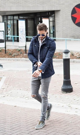 Dunkelblaue Militärjacke kombinieren – 37 Herren Outfits