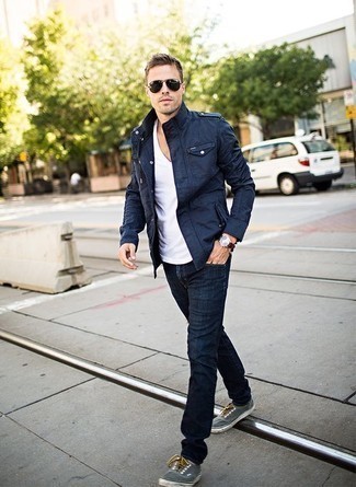 Dunkelblaue Militärjacke kombinieren – 37 Herren Outfits