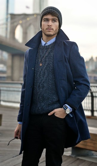 Welche enge Jeans mit dunkelblauen Mantels zu tragen – 67 Herren Outfits