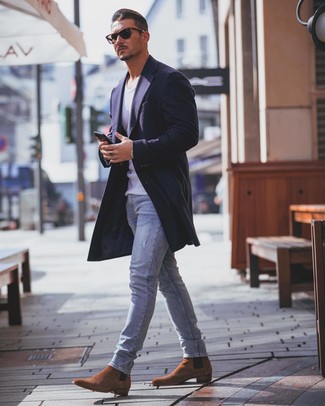 Welche enge Jeans mit dunkelblauen Mantels zu tragen – 67 Herren Outfits