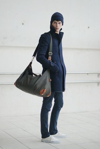 Welche enge Jeans mit dunkelblauen Mantels zu tragen – 67 Herren Outfits