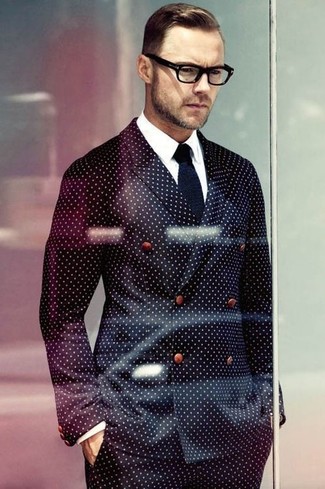 Dunkelblaue gepunktete Hose kombinieren – 20 Herren Outfits