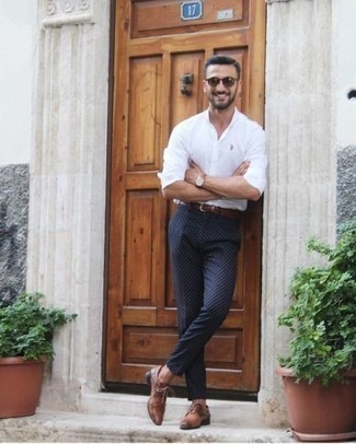 Dunkelblaue gepunktete Hose kombinieren – 20 Herren Outfits