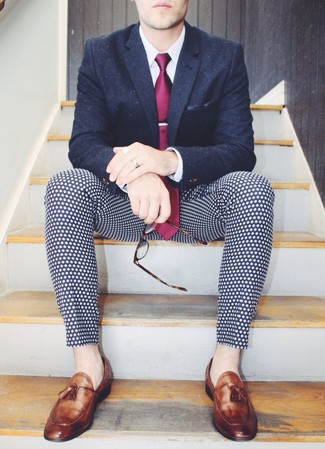 Dunkelblaue gepunktete Hose kombinieren – 20 Herren Outfits