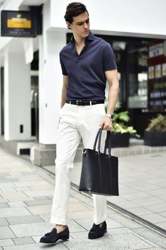 Welche Slipper mit Quasten mit dunkelblauen Polohemdes zu tragen – 69 Herren Outfits