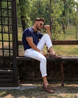 Welche Slipper mit Quasten mit dunkelblauen Polohemdes zu tragen – 69 Herren Outfits